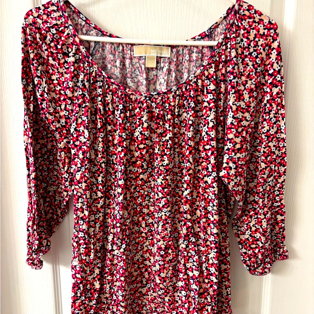 Ladies Michael Kors Pink, Peach & White Floral Top, Size XL, Great Condition
